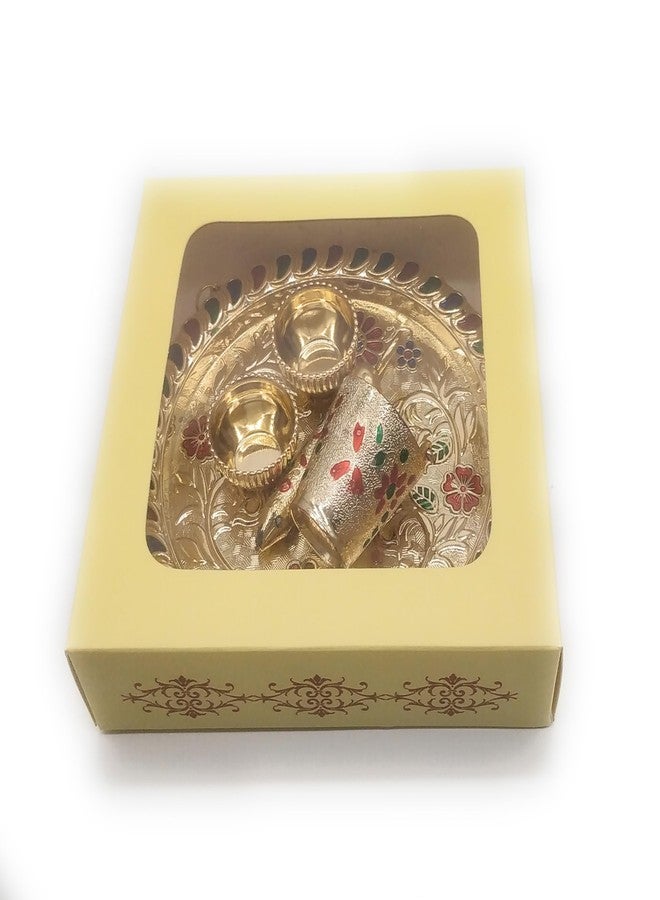 Sau Rang Laddu Gopal Meenakari Plate for Holi with Balti Pichkari (Symbolic Toy only) and 2 Empty Bowls. Material Plastic - Image 3